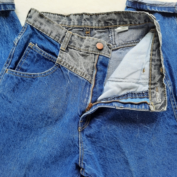 Vintage 90's Two Tone High Rise Mom Jeans Taper Leg Jeans Y2K Size 4 Fall - Picture 3 of 10